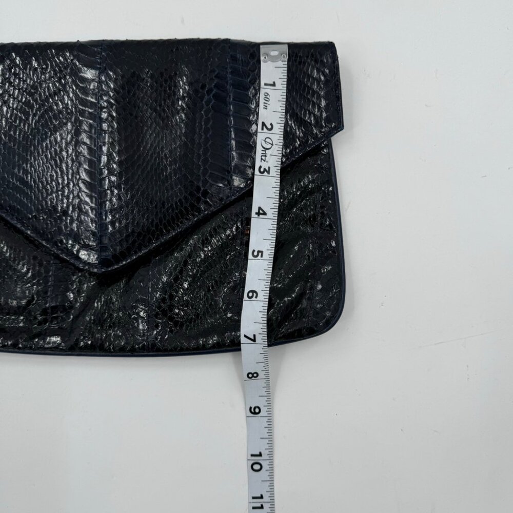 Vintage J. Renee Novae Black/Blue Python Embossed Leather Clutch - Picture 11 of 11